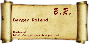 Barger Roland névjegykártya
